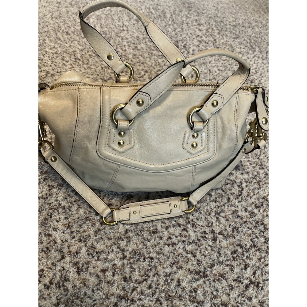 Authentic COACH Champagne Beige Quality Leather Shoulder handbag purse F19247 - Picture 2 of 9